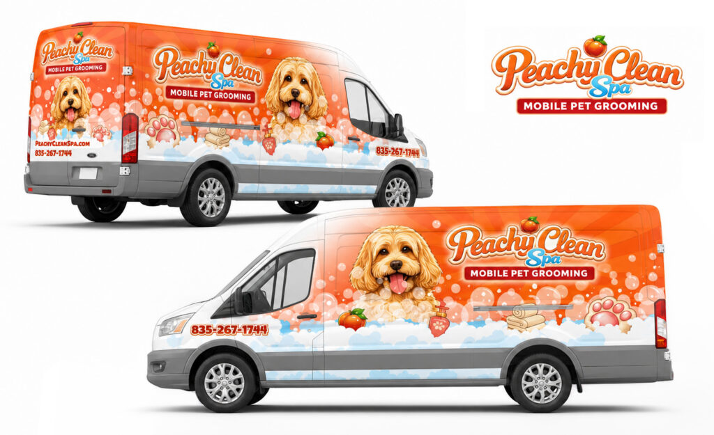 Peachy Clean Pet Grooming Van Wrap